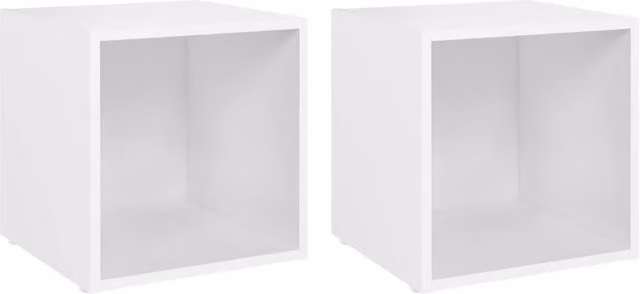 Berkfield Home 2-Piece White TV Cabinets in Engineered Wood, W/D/H: 37 x 35 x 37 cm