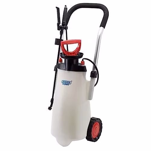 Draper 15L Manual Trolley Pressure Sprayer with EPDM Pump in Red, Black and White