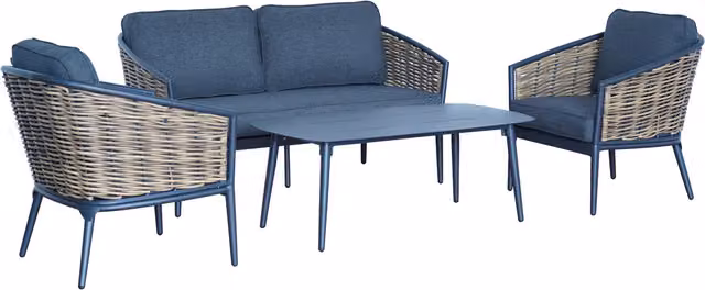 Signature Homes and Gardens Bolingbroke 4 Seater Aluminium Brown Wicker Sofa and Coffee Table Set in Dark Grey