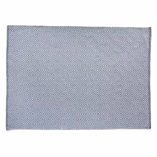 HUG RUG Woven Diamond Denim Blue Rectangular Rug, W: 160 cm, L: 230 cm