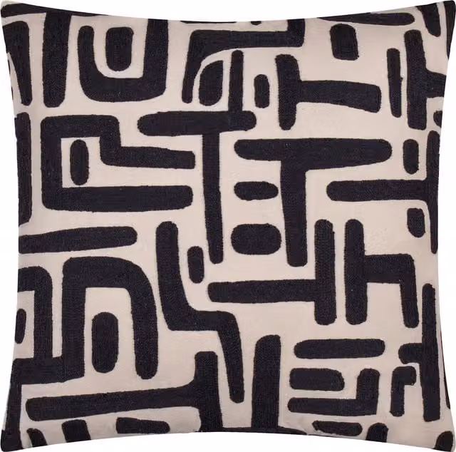 Terrys Graphic Modern Square Cotton Cushion in Black and White, W/D/H: 45 x 45 x 45 cm