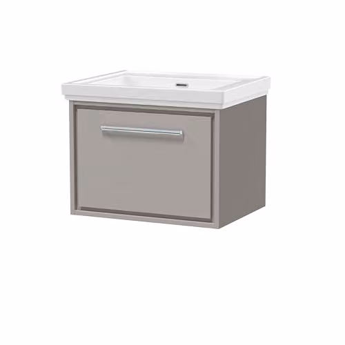 Balterley Wall Hung Single Drawer Bathroom Vanity Unit with Matt Grey Fireclay Basin W/D/H: 60.0 x 47.1 x 49.7 cm – 3