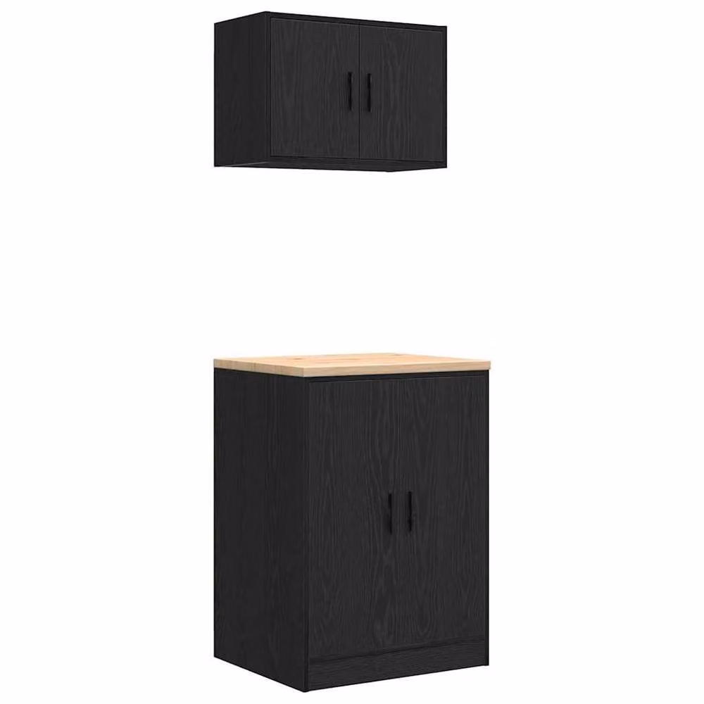 Berkfield Home Modern Garage Cabinets, 2 Piece Black Engineered Wood Set – 3