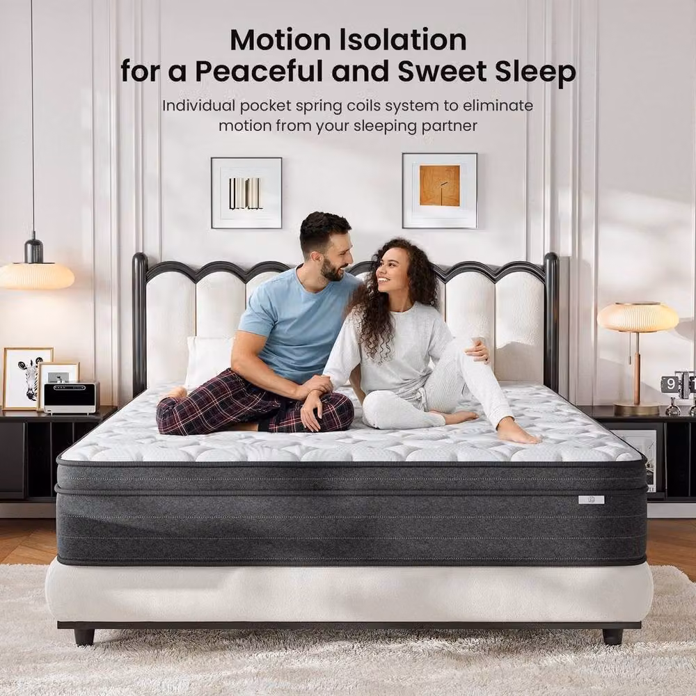 FORGEVIO White Hybrid Pocket Sprung Mattress, W/D/H: 150 x 200 x 26 cm – 6