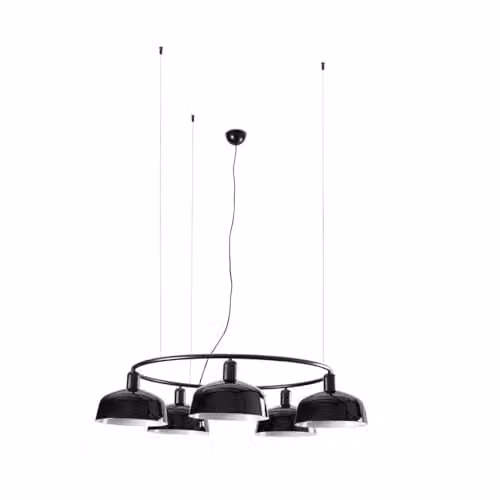 FARO Barcelona Tatawin Medium 5 Light Cylindrical Pendant Ceiling Light in Black