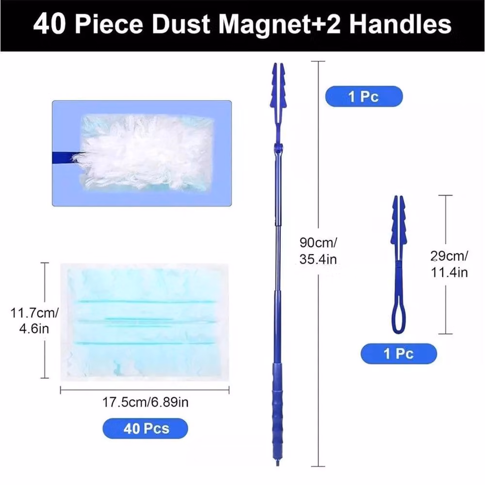 VOGREX 40-Piece Microfiber Disposable Duster Refill Heads Kit in Blue – 2