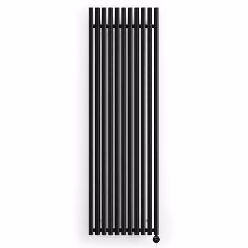 Terma Rolo Room E Electric Radiator with Wifi and App Control, Heban Black, H: 200 cm, W: 59 cm, D: 5.9 cm, 1.5 kW – 2