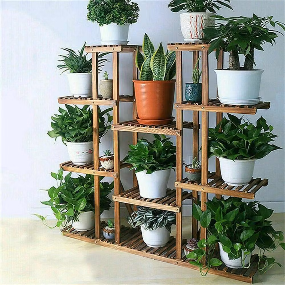 EONLION Brown Wood Ladder Plant Stand – 5