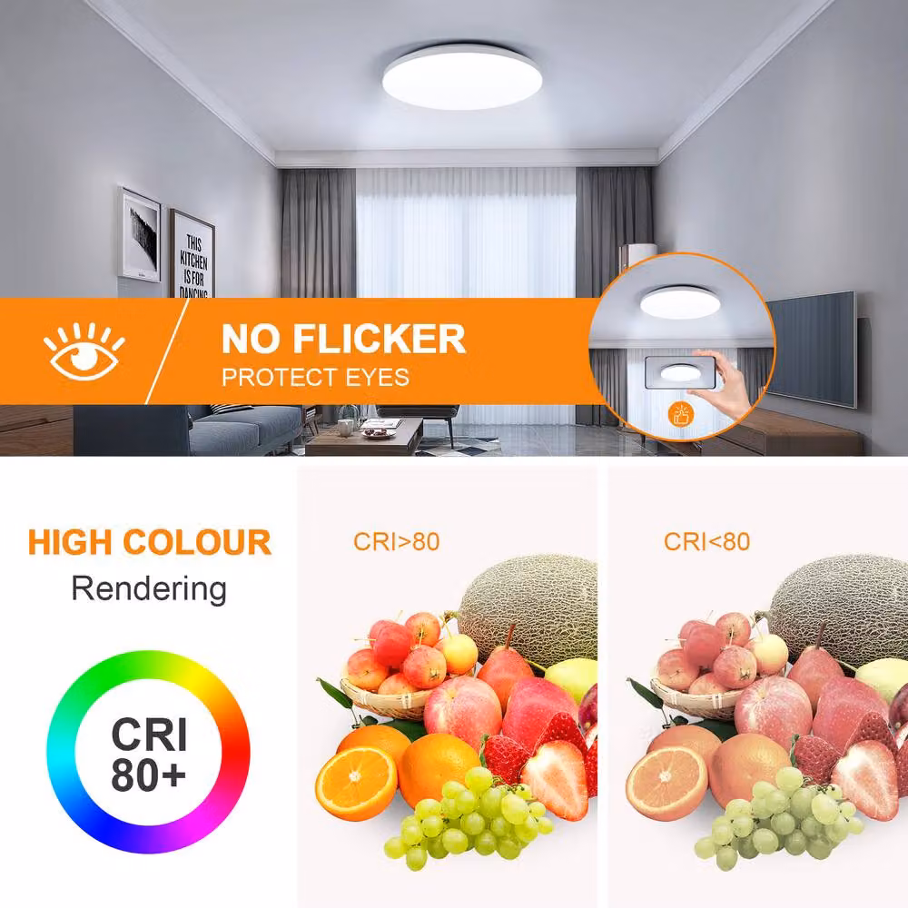 Goeco LED Round Ceiling Light, White, Diameter: 30 cm, 24 W, 6500 K – 3