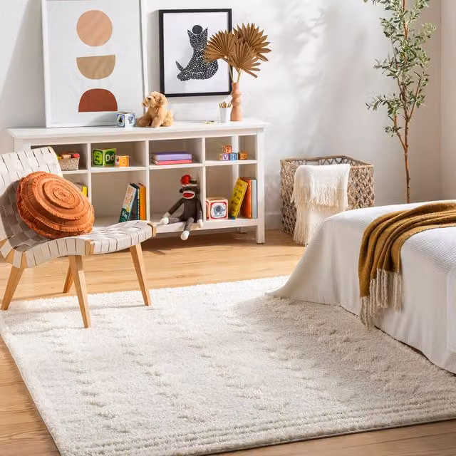 Livabliss Rodos Modern Soft Plush Pile Living Room and Bedroom Rug in Beige, White and Grey, W: 160 cm, L: 215 cm – 1