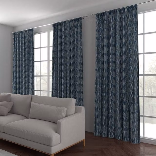 Terrys Lucerne Made to Measure Striped Blackout Fabric Panel in Blue and Grey