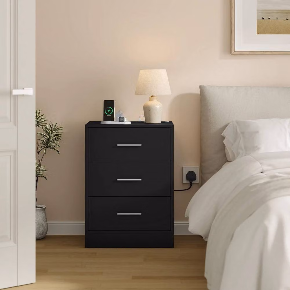 Kelvenix Set of 2 Black Matt Bedside Tables with Integrated Lighting – 3