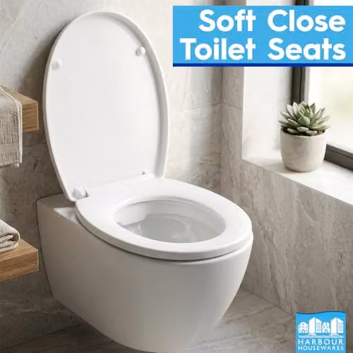 Harbour Housewares Round Soft Close Quick Release Toilet Seats, White, Pack of 2 – 2