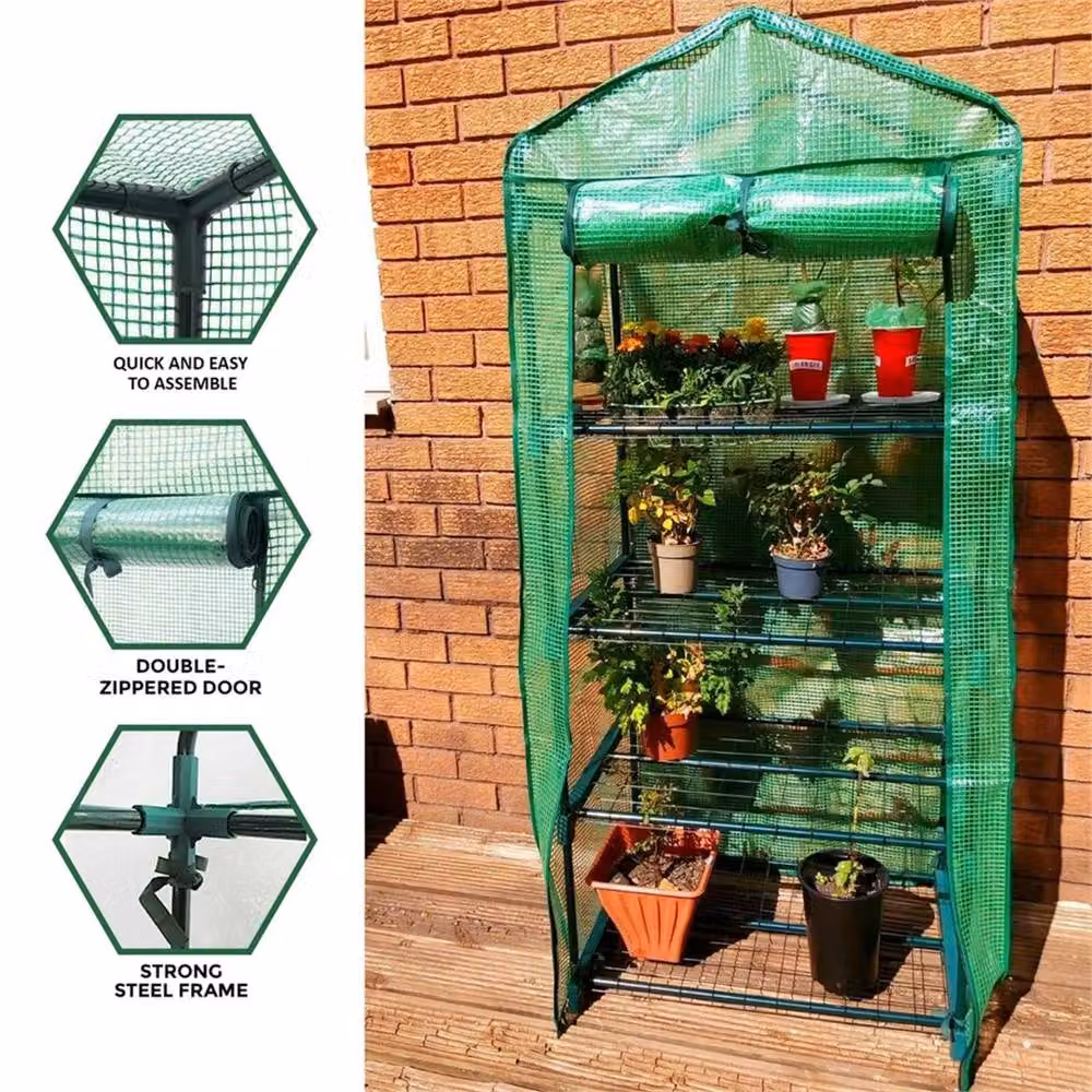 Nordara 4 Tier Mini Greenhouse with PVC Cover in Green, W/D/H: 110 x 15 x 15 cm – 3