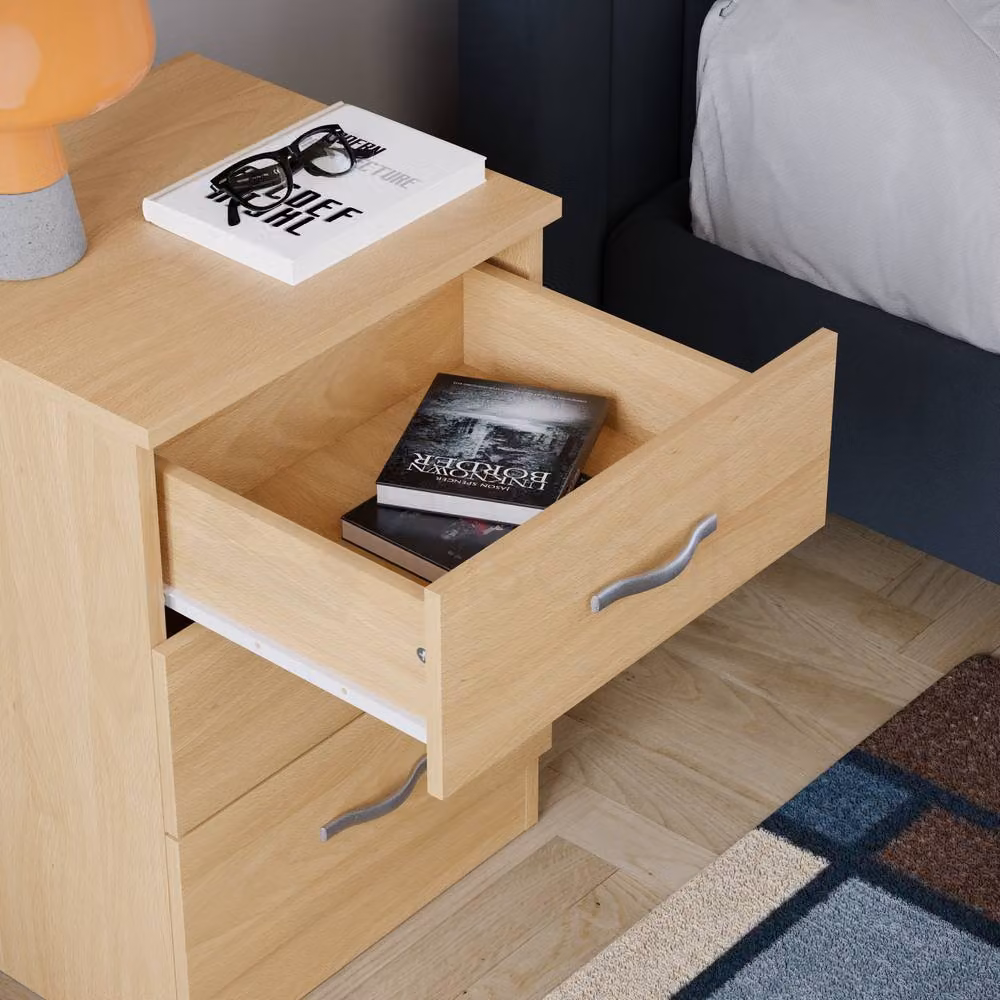 HD Designs Riano 3 Drawer Bedside Cabinet Chest of Drawers in Brown – 3