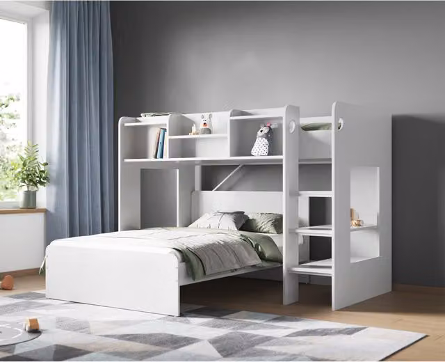 Flair Furnishing Wizard L Shaped Triple Bunk Bed in White – 1
