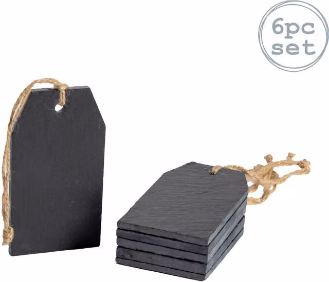 Argon Tableware Nicola Spring Slate Hanging Tags, Set of 6, Grey