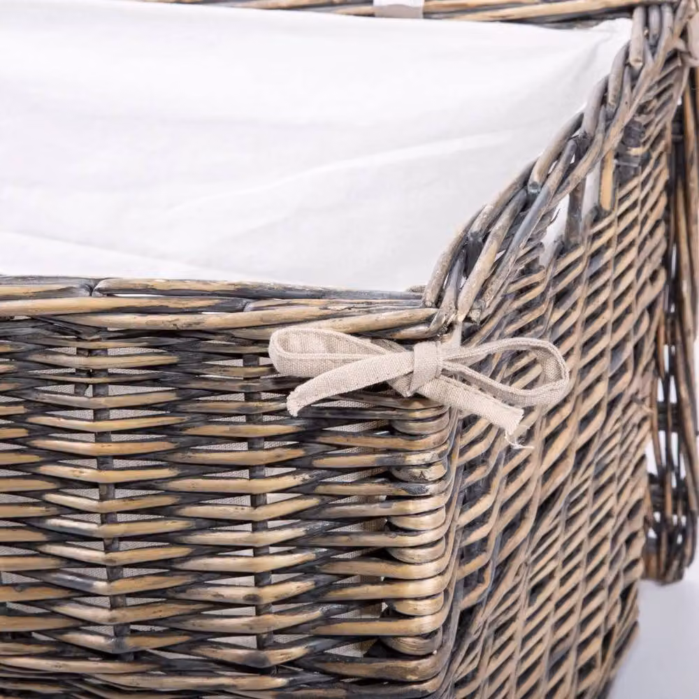 FLAVORA Bronze Wicker Storage Hamper Chest Trunk W: 50 cm, D: 50 cm, H: 50 cm – 3