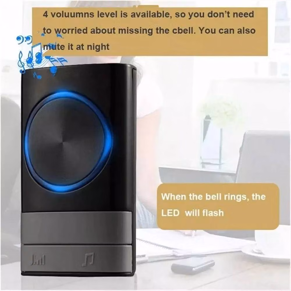 Ventryn Wireless Waterproof Doorbell with 2 Receivers, Black – 3