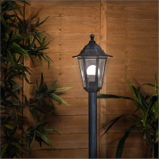 Nordara Vintage LED Garden Post Lantern in Black