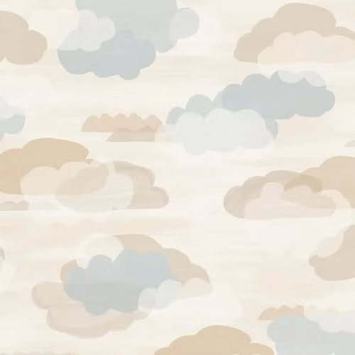 Grandeco Figari Fluffy Clouds Nursery Textured Wallpaper, Beige
