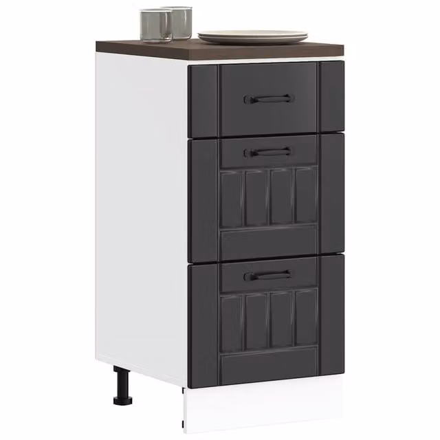 Berkfield Home Lucca Black Matt Kitchen Base Unit in MDF