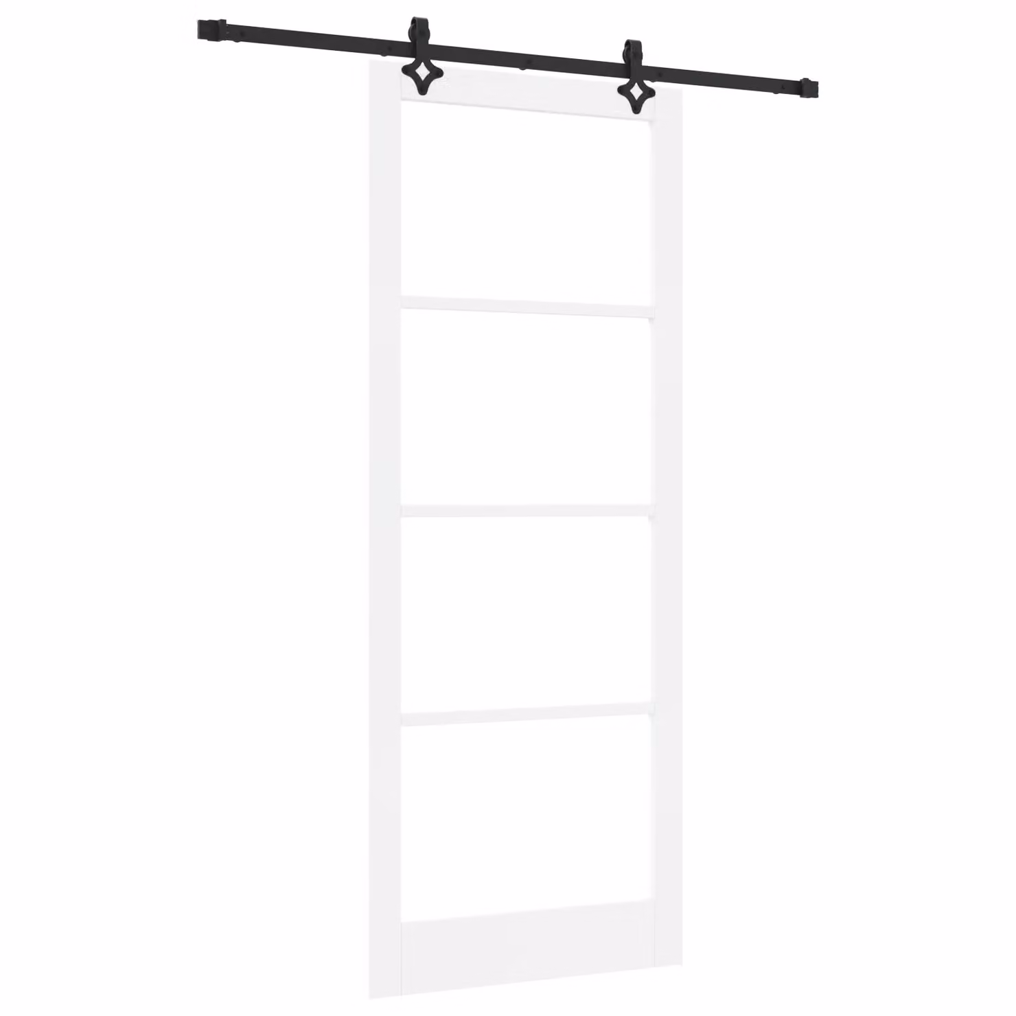 Berkfield Home Orkdal Modern Sliding Door with Hardware Set in White Lacquered Solid Wood and Glass – 2