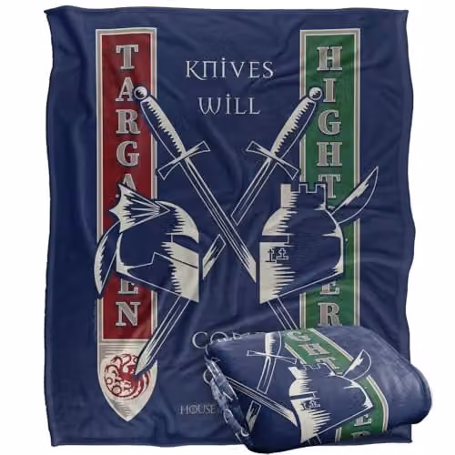 LOGOVISION Game of Thrones Targaryen Hightower Face Off Super Soft Silky Touch Fleece Throw Blanket, Multicolour, W: 127 cm, D: 152.4 cm