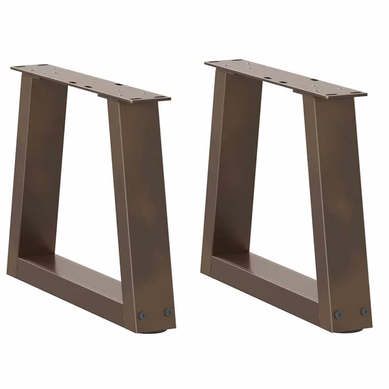 Berkfield Home V-Shape Dining Table Legs, 2 Pieces, Brown Steel, W/D/H: 40 x 30 x 31.3 cm