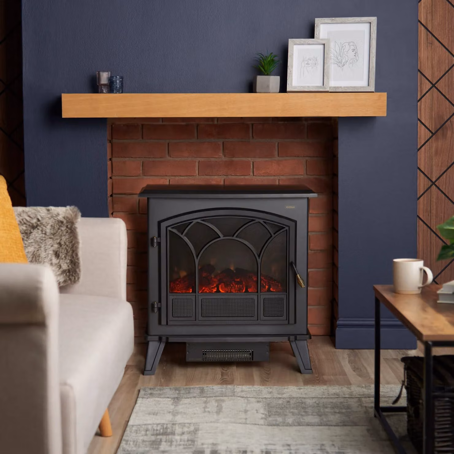 VonHaus 1850W Electric Stove Heater in Black – 3