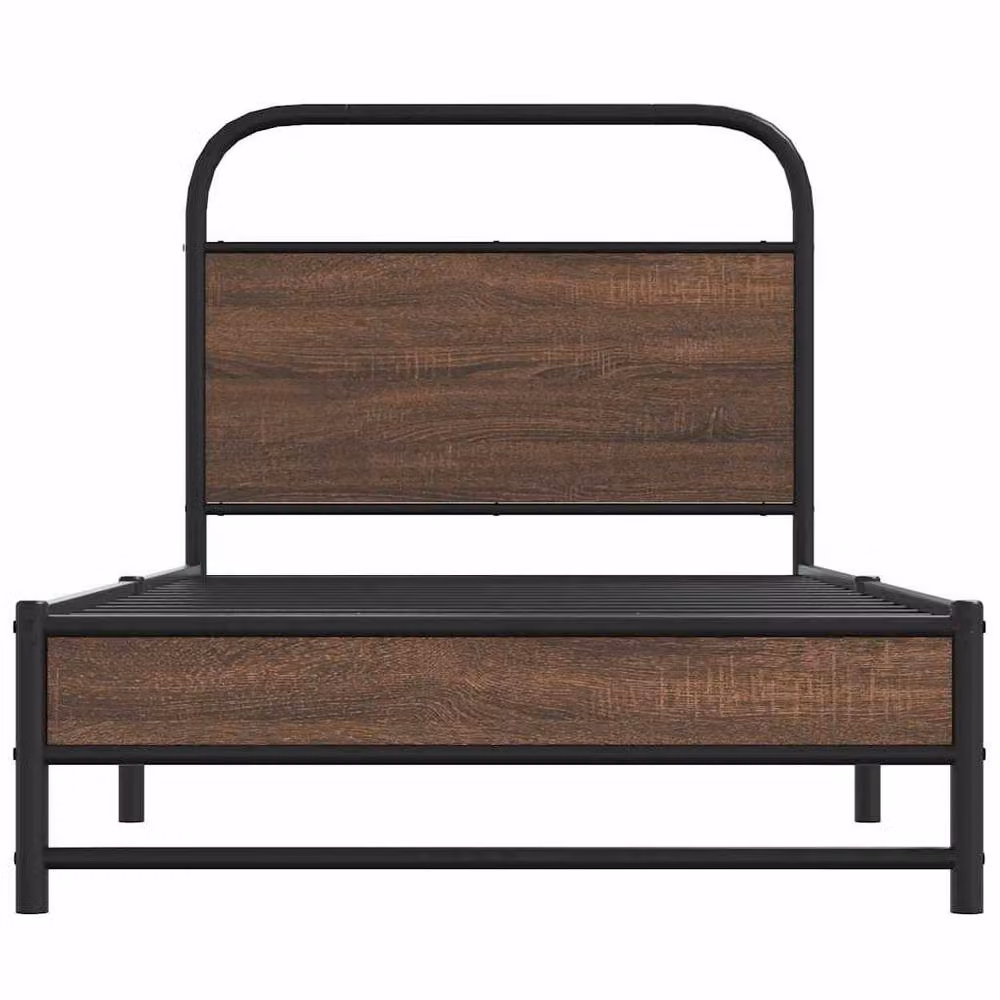 Berkfield Home Elegant Bed Frame in Brown Oak, W/D/H: 90 x 190 x 196 cm – 3
