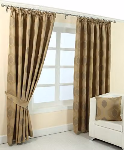 Homescapes Gold Modern Curve Jacquard Curtain Tie Back Pair