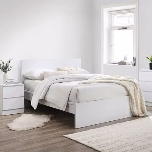 Birlea Oslo White Double Bed Frame with Minimalist Design W/D/H: 140 x 200 x 137 cm