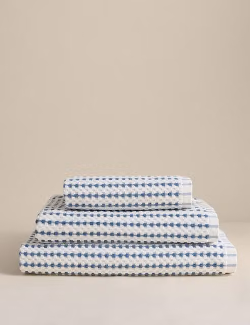 M&S Blue Striped Pure Cotton Towel