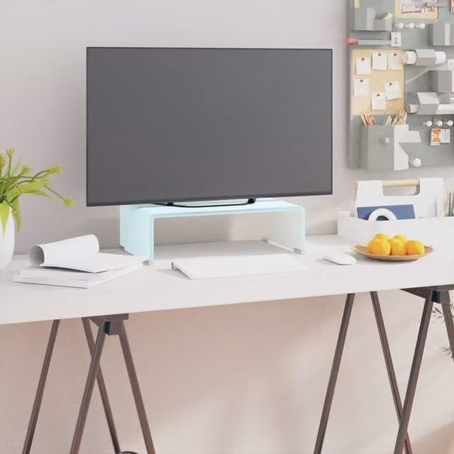 Berkfield Home Glass TV Stand and Monitor Riser in Green, W/D/H: 40 x 25 x 11 cm
