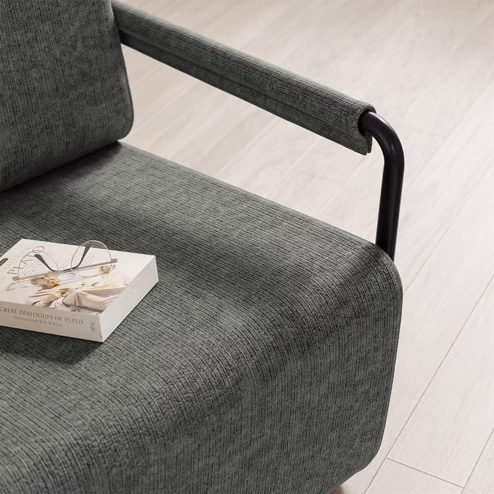 SoBuy Modern Recliner Chair with Ottoman and USB Charging in Dark Grey – 4
