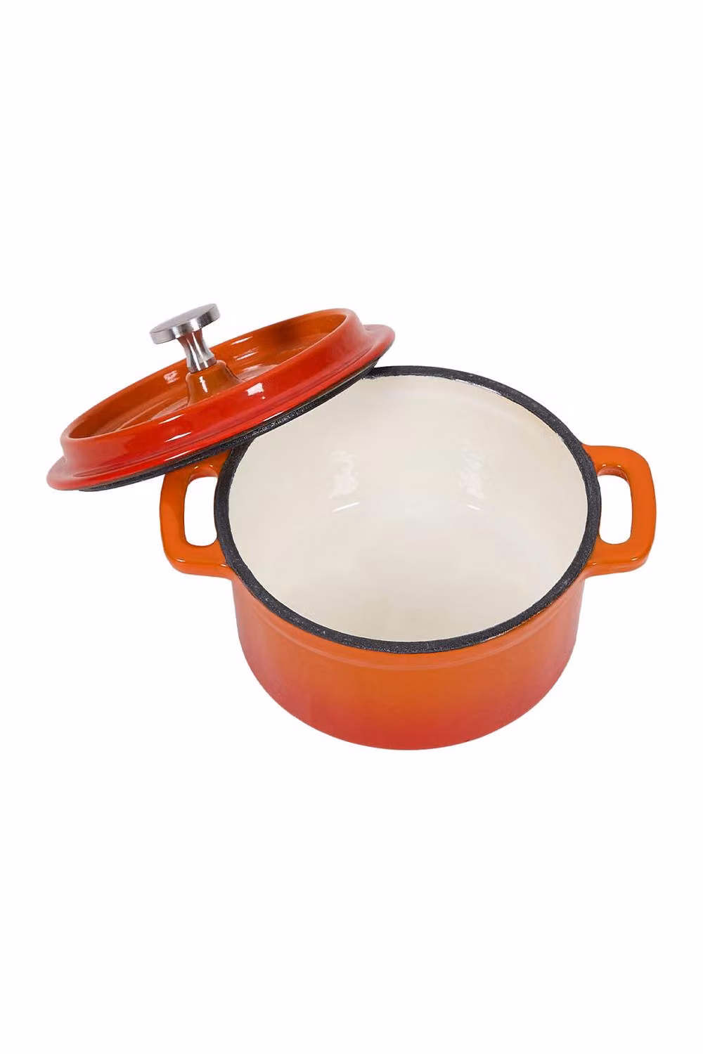 Living and Home Enamelled Cast Iron Dutch Oven Casserole Pot with Lid, Orange – 4