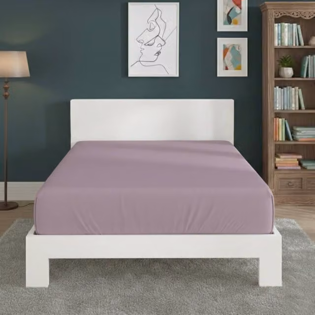 Snug City Double Polycotton Extra Deep Fitted Sheet in Lilac, W/D/H: 140 x 200 x 40 cm