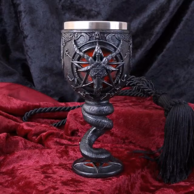 Nemesis Now Baphomet Sabbatic Goat Deity Goblet in Black and Red, Height: 16 cm