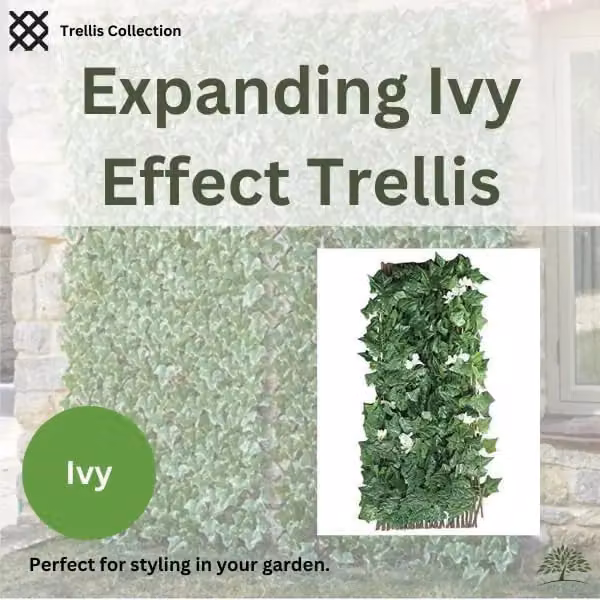 Marco Paul Green Artificial Ivy Leaves Wall Trellis Hedge, W x H: 180 x 90 cm – 3