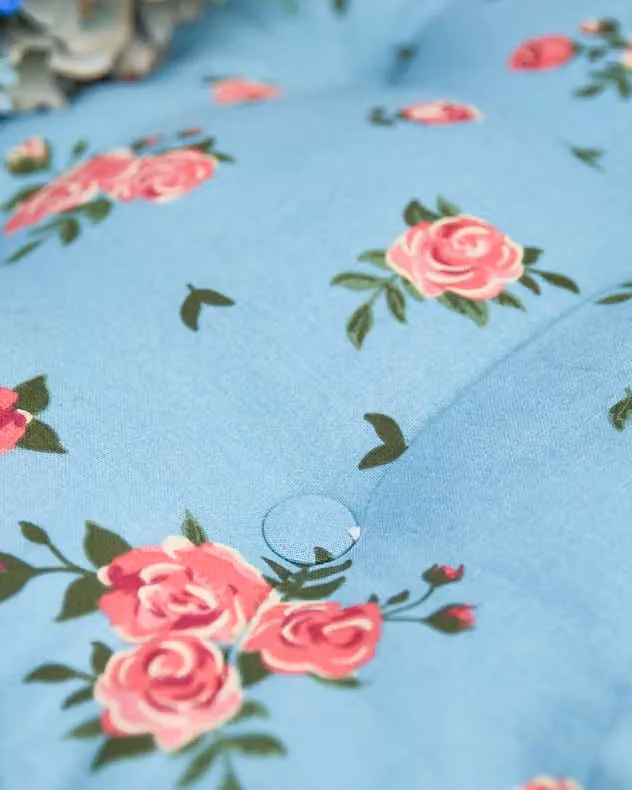 Dibor Set of 2 Blue and Pink Floral Quilted Outdoor Garden Chair Seat Pads, W: 45 cm x L: 45 cm – 3