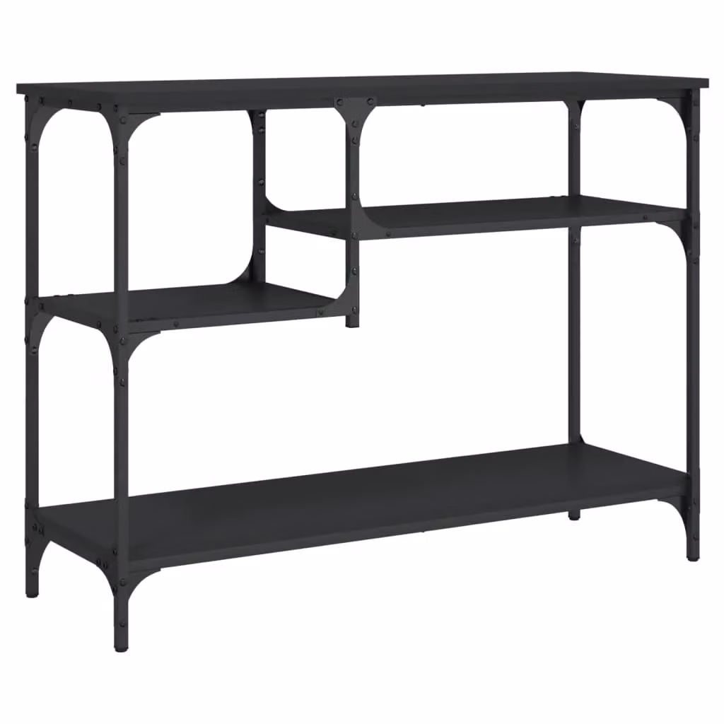 Berkfield Home Console Table with Shelves in Black, W/D/H: 100 x 35 x 75 cm – 2