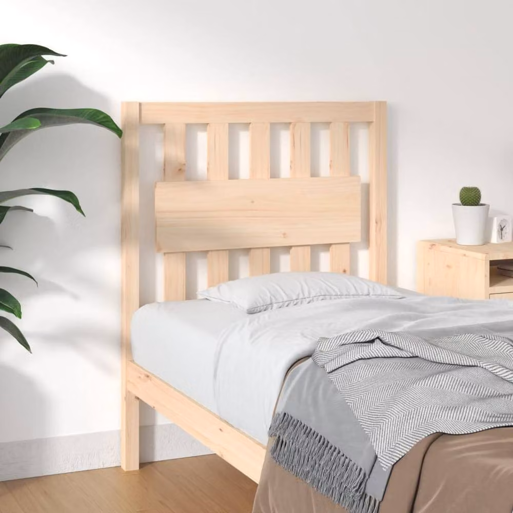 Berkfield Home Beautiful Bed Headboard in Light Tan Solid Pine Wood, W: 80.5 cm, D: 4 cm, H: 100 cm – 2