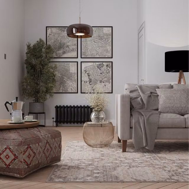The Rug House Floral Medallion Living Area Rug, Beige, W: 230 cm, D: 160 cm
