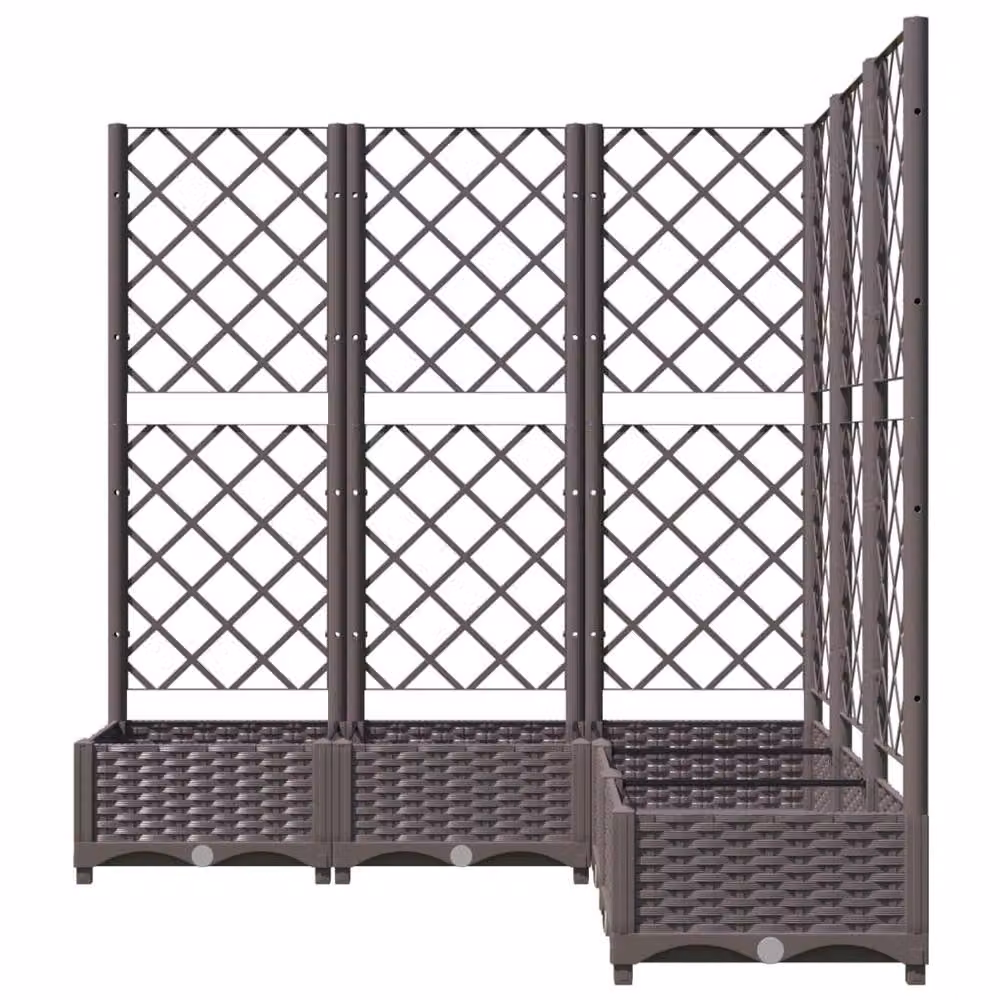 Berkfield Home Garden Planter with Trellis in Brown, W/D/H: 120 x 120 x 121.5 cm – 4