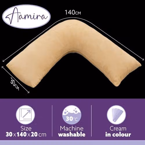 Aamira Adjustable Memory Foam Wedge Pillow with Removable Beige Velvet Cover for Neck, Shoulder and Back Support – 2