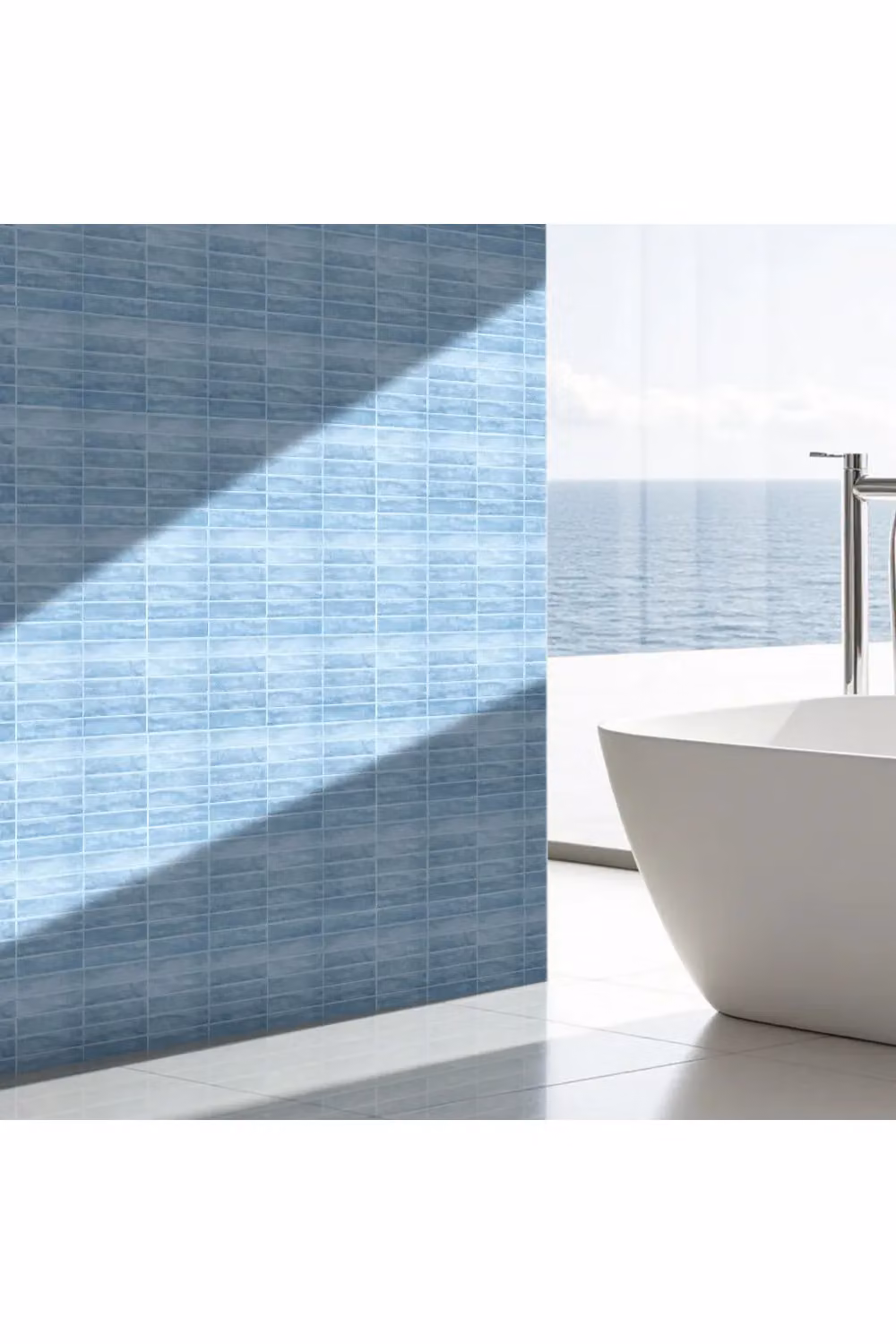 Living and Home 10-Piece 3D Rectangle Straight Pattern Self-Adhesive Wall Tile Stickers in Light Blue – 2