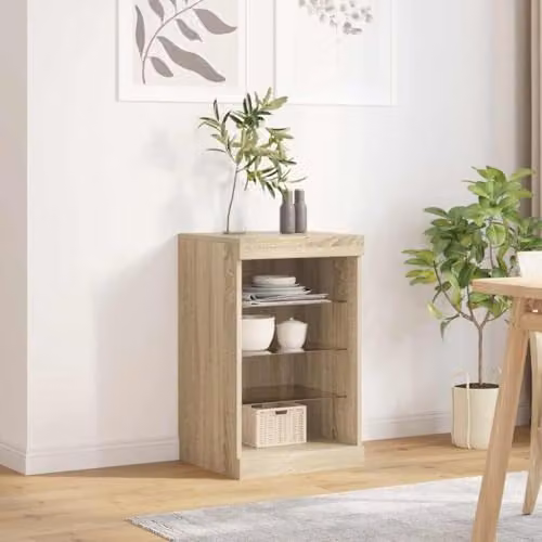 vidaXL Modern Sideboard with Integrated LED Lights, Brown, W/D/H: 41 x 37 x 67 cm – 2