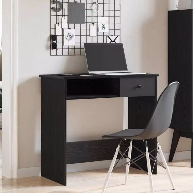 Berkfield Home Modern Black Writing Desk in Engineered Wood, W/D/H: 80 x 40 x 75 cm – 1