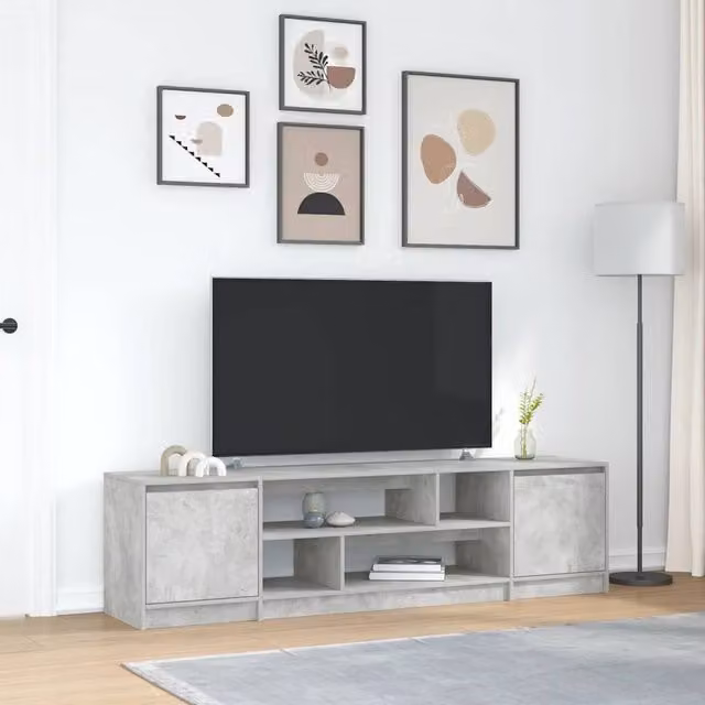 Berkfield Home Modern TV Cabinet in Concrete Grey, W: 188.5 cm, D: 50 cm, H: 50 cm